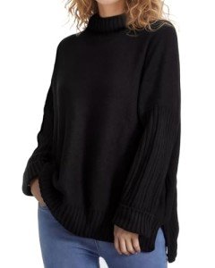 Ymomode Women's Oversized Turtleneck Batwing Sweater