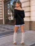 LILLUSORY Women's Oversized Off-The-Shoulder Sweater