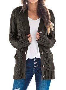 Prettygarden Women’s Chunky Knit Cardigan - Dark Grey