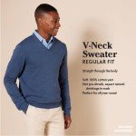 Men's V-Neck Sweater in Blue Heather - Big & Tall