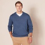 Men's V-Neck Sweater in Blue Heather - Big & Tall