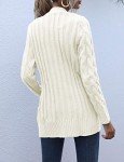 Beige Long Sleeve Cable Knit Cardigan for Women