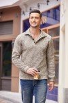 Casual Knit Pullover Sweatshirt for Men - Light Khaki