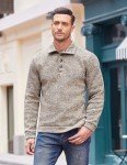Casual Knit Pullover Sweatshirt for Men - Light Khaki