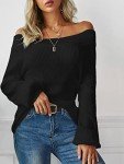 ZAFUL Women's Off Shoulder Black Knit Sweater