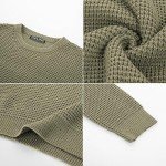 Men's Green Cable Knit Crewneck Pullover Sweater