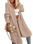 Aoysky Women's Oversized Hooded Cardigan Sweater, Apricot