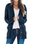 Open Front Chunky Cardigan Sweater in Lake Blue