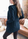 Open Front Chunky Cardigan Sweater in Lake Blue