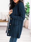 Open Front Chunky Cardigan Sweater in Lake Blue