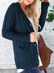 Open Front Chunky Cardigan Sweater in Lake Blue