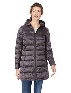 Lightweight Water-Resistant Hooded Puffer Coat - Plus Size