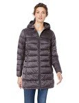 Lightweight Water-Resistant Hooded Puffer Coat - Plus Size
