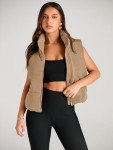 Women's Lightweight Sleeveless Puffer Vest in Khaki
