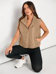 Women's Lightweight Sleeveless Puffer Vest in Khaki