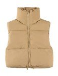 Women's Cropped Puffer Vest with Stand Collar