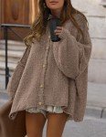 Women's Chunky Knit Cardigan Jacket - Camel