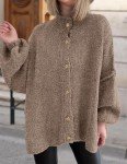 Women's Chunky Knit Cardigan Jacket - Camel