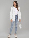 TCOT Women's Waterproof Rain Jacket with Pockets Lightweight Outdoor Packable Windbreaker Hooded Zipper Raincoat White M