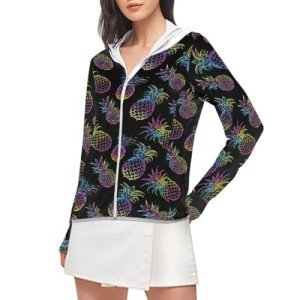 Pineapple Print UV Protection Women's Long Sleeve Hoodie