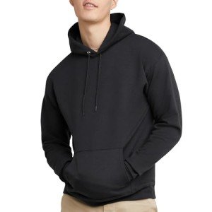 Hanes EcoSmart Black Hooded Sweatshirt for Men