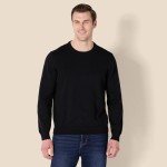 Men's Cotton Crewneck Sweater in Black