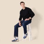 Men's Cotton Crewneck Sweater in Black