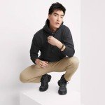 Hanes EcoSmart Black Hooded Sweatshirt for Men