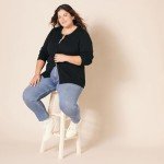 Women's Lightweight Crewneck Cardigan Sweater - Black