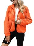 Neon Orange Sherpa Fleece Jacket for Women