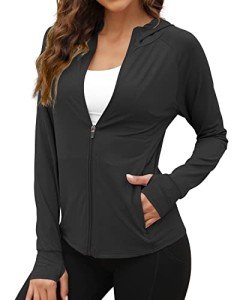 We1Fit Women's Black Hooded Sun Protection Jacket
