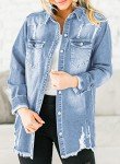 Dokotoo Women's Oversized Distressed Denim Jacket