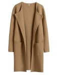 Lightweight Open Front Knit Cardigan in Light Brown