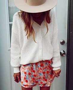 QUALFORT Women's Oversized Cotton Cardigan Sweater