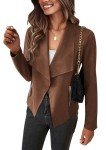 PrettyGarden Women’s Faux Suede Crop Jacket - Coffee