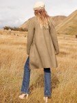 Lightweight Open Front Knit Cardigan in Light Brown