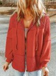 Womens Zip-Up Waffle Knit Hoodie - Gold Flame