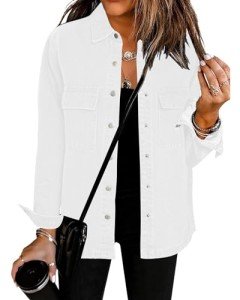 Luvamia Women's Casual Button-Up Jean Jacket