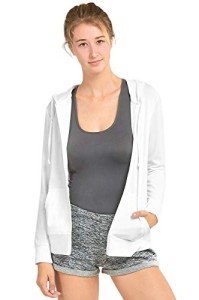 Sofra Women's Lightweight Zip-Up Hoodie in White