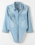 Omoone Women's Light Blue Denim Crop Cardigan