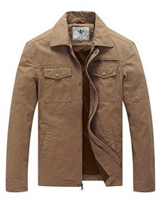 WenVen Men's Vintage Cotton Trucker Jacket - Khaki