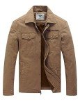 WenVen Men's Vintage Cotton Trucker Jacket - Khaki