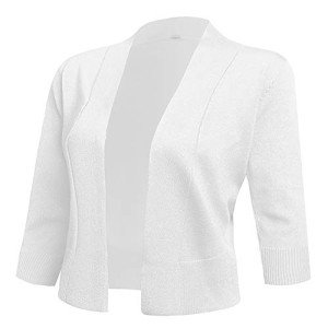 AAMILIFE Women's Cropped Cardigan Shrug in White