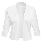 AAMILIFE Women's Cropped Cardigan Shrug in White