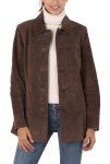BGSD Women’s Brown Suede Leather Car Coat