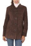 BGSD Women’s Brown Suede Leather Car Coat
