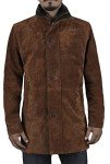 Men's Suede Leather Coat - Brown, 3XL