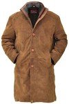 Brown Suede Distressed Long Trench Coat for Men