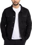 Men's Black Ripped Denim Trucker Jacket, Large