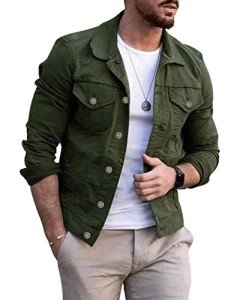 Men's Army Green Denim Trucker Jacket